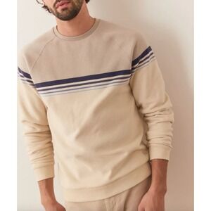 Marine Layer Cloud 9 Fleece Crewneck Sweatshirt Cream Gray Mens M Athleisure EUC